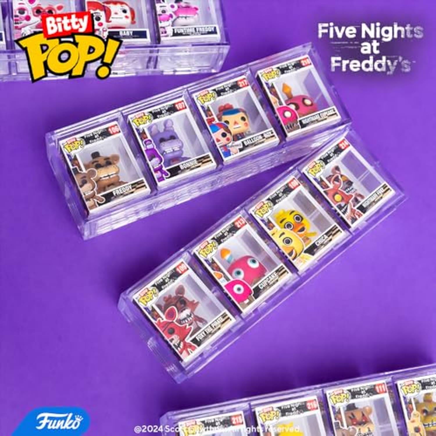 ホラーゲーム フィギュア Five Nights at Freddy's フレディーズでの五夜 Bitty Pop! 4パックセット Nightmare Bonnie ミステリー レア ハイパーレア アニマトロニクス コレクション ハードアクリルケース 夜間警備員 恐怖演出 底蓋