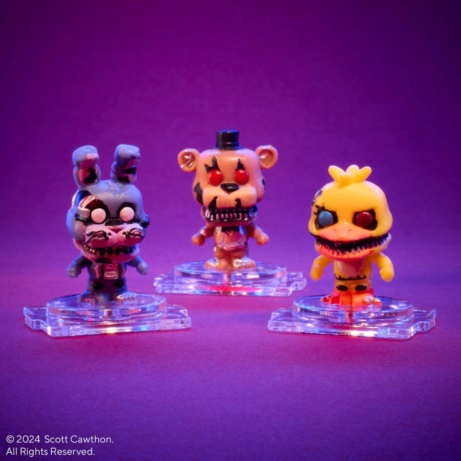 ホラーゲーム フィギュア Five Nights at Freddy's フレディーズでの五夜 Bitty Pop! 4パックセット Nightmare Bonnie ミステリー レア ハイパーレア アニマトロニクス コレクション ハードアクリルケース 夜間警備員 恐怖演出 底蓋