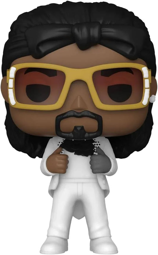 フィギュア Funko POP! Rocks スヌープ・ドッグ センシュアル・セダクション 391 カルヴィン・コーデル・ブロードゥスJr. レジェンド ヒップホップカルチャー 革命 アイコニック 白いスーツ 黄色サングラス デフォルメスタイル 並行輸入品