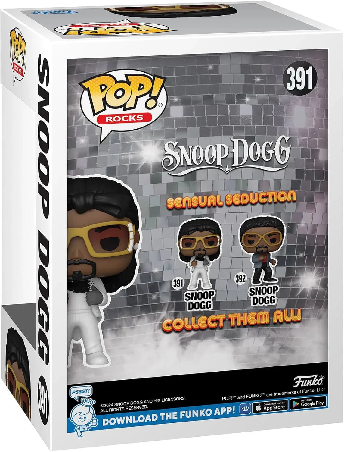 フィギュア Funko POP! Rocks スヌープ・ドッグ センシュアル・セダクション 391 カルヴィン・コーデル・ブロードゥスJr. レジェンド ヒップホップカルチャー 革命 アイコニック 白いスーツ 黄色サングラス デフォルメスタイル 並行輸入品