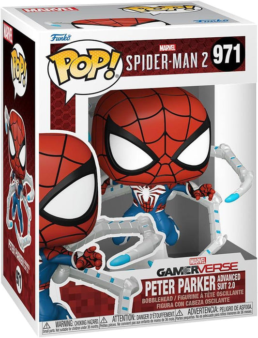 フィギュア Funko POP Marvel Gamerverse スパイダーマン2 ピーター・パーカー アドバンスド・スーツ2.0 PlayStation 5 ゲーム 2023 年発売 人気 アクション 大ヒット インソムニアック ゲームズ コレクション アイテム ボブルヘッド 並行輸入品