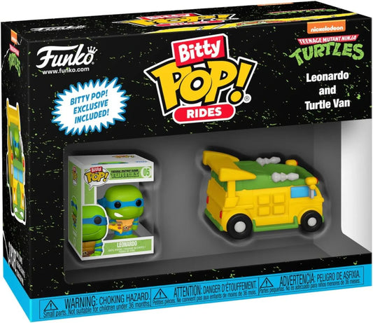 フィギュア Bitty POP Leonardo and Turtle Van ティーンエイジ・ミュータント・ニンジャ・タートルズ TMNT ブランド 忍者亀の冒険 コンパクトサイズ 2cm 精密造形 丁寧塗装 ハードアクリルディスプレイケース付 着脱可能 底蓋 並行輸入品