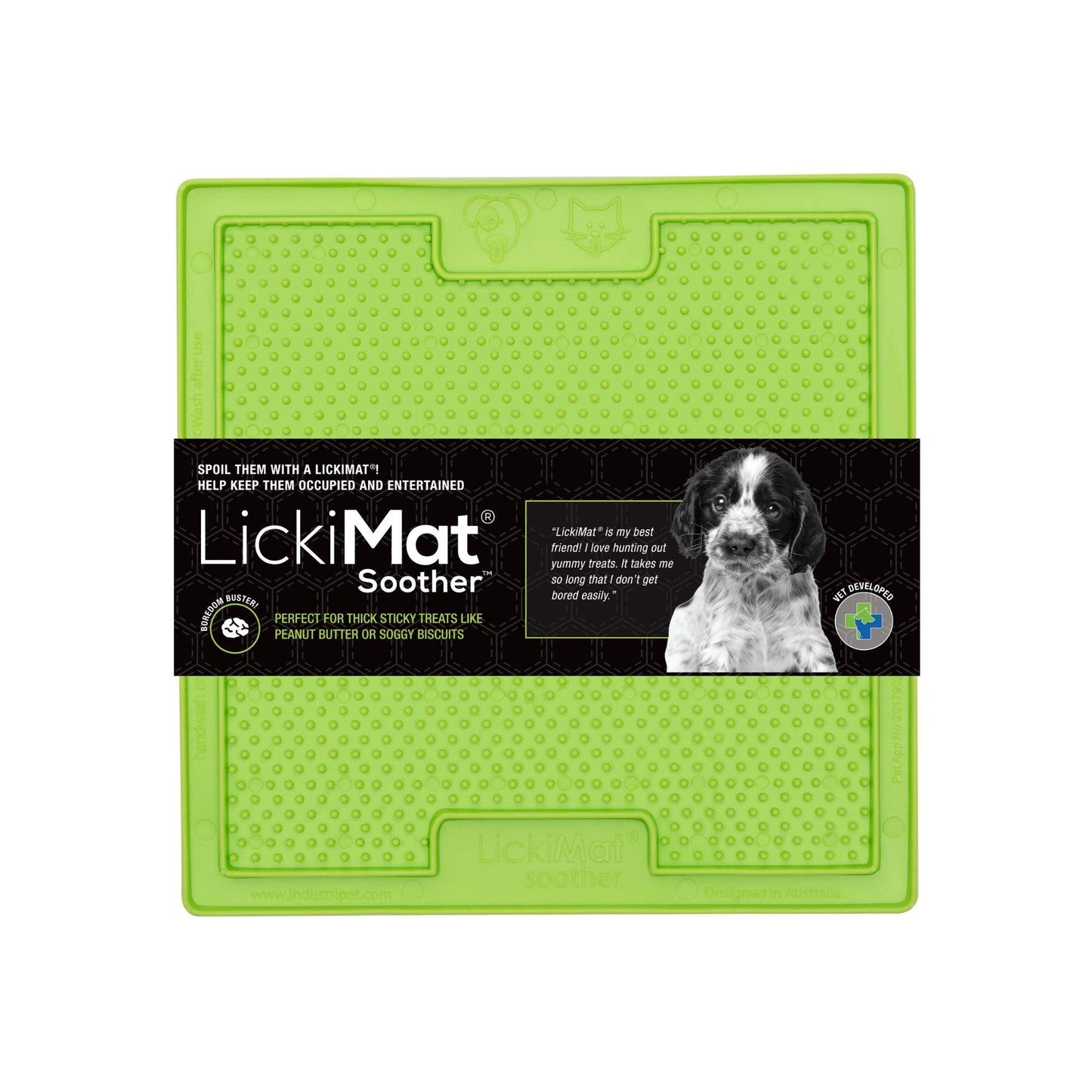 ペット用品 リッキーマット クラシック スーザー グリーン 犬用 舐めるマット リラックス効果 ストレス解消 早食い防止 口腔ケア スローフィーディング 非毒性TPR素材 20cm×20cm 小型犬 中型犬 獣医師推奨 食品グレード 安心素材 冷凍可能 お手入れ簡単 - Trade Center