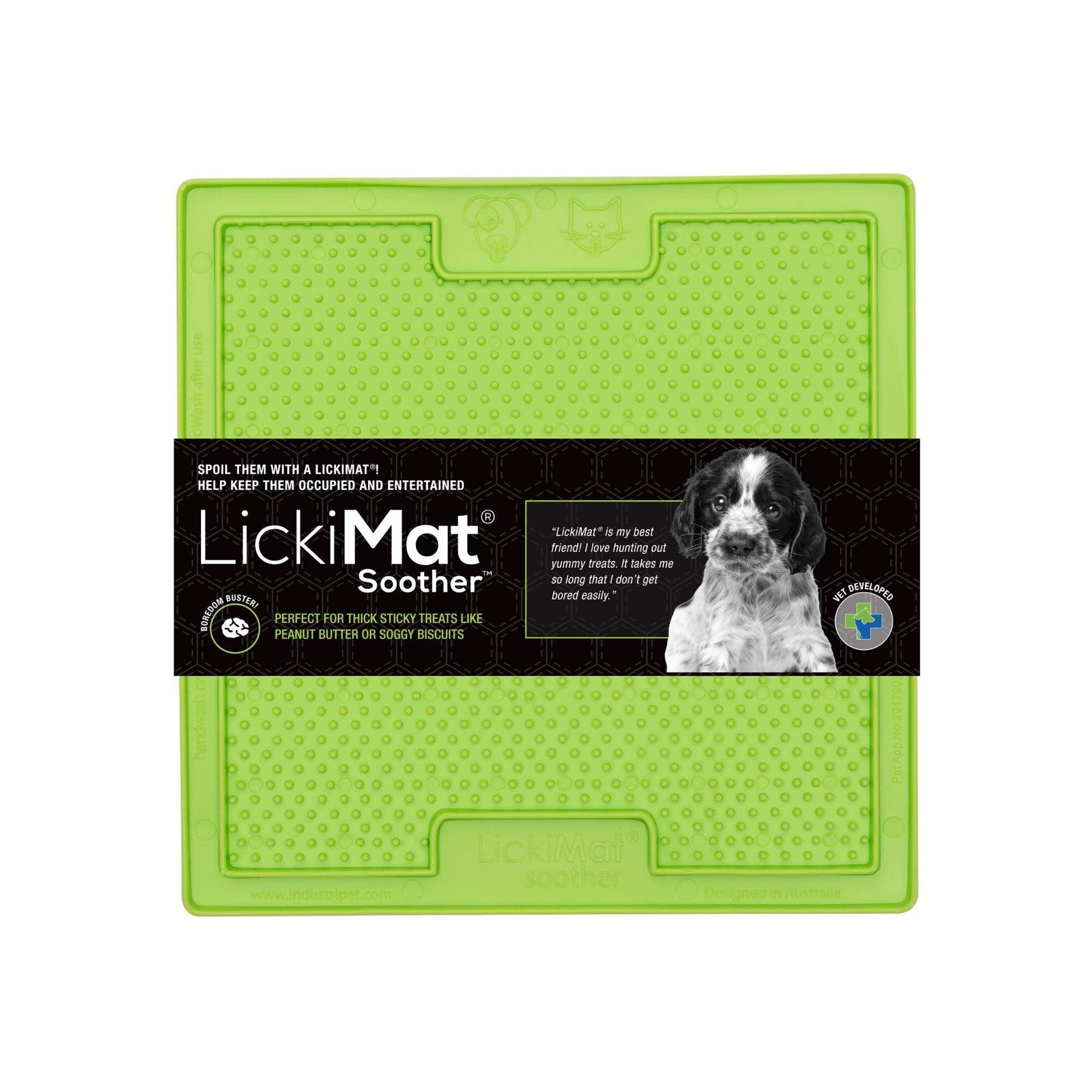 ペット用品 リッキーマット クラシック スーザー グリーン 犬用 舐めるマット リラックス効果 ストレス解消 早食い防止 口腔ケア スローフィーディング 非毒性TPR素材 20cm×20cm 小型犬 中型犬 獣医師推奨 食品グレード 安心素材 冷凍可能 お手入れ簡単 - Trade Center