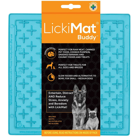 ペット用品 リッキーマット バディ Classic Buddy Turquoise リッキーマット オーストラリア 獣医師共同開発 早食い防止 舐める専用フードマット ストレス軽減 滑りにくい 100%シリコン製 子犬 小型犬 中型犬 猫 用 サイズ約20cm×20cm