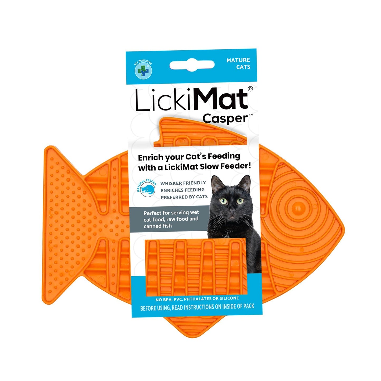 猫用 リッキーマット キャスパー オレンジ 猫本来の食事習慣に着目した革新的デザイン ヒゲストレス解消 舌でなめる動作促進 天然ゴム表面 口臭予防 エンドルフィン分泌 肥満防止 早食い防止 消化促進 ストレス軽減 - Trade Center