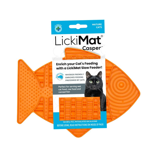 猫 フードマット リッキーマット キャスパー オレンジ オーストラリア獣医師共同開発 ヒゲストレス軽減 舌なめ促進 健康 歯口臭予防 食品グレードTPR 安全設計 環境配慮 冷凍レンジ対応 猫本来捕食行動模倣
