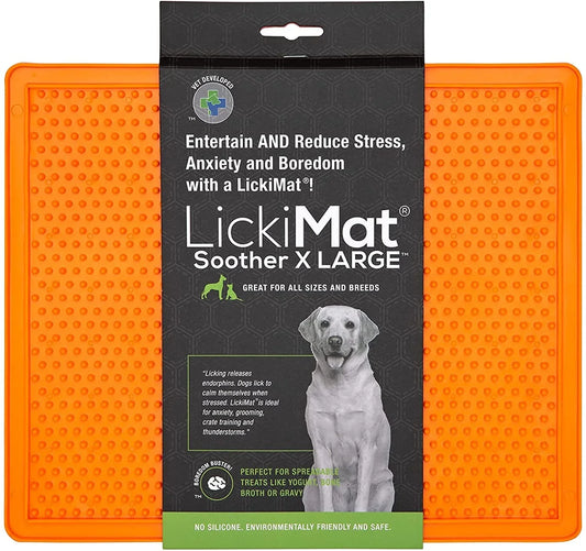 舐めマット LickiMat スーザー XLサイズ オレンジ ペット用 多機能 健康維持 ストレス軽減 知育効果促進 天然ゴム素材 耐冷耐熱設計 中大型犬対応 舐める行動促進 精神安定 脳内エンドルフィン分泌促進 生活の質向上 噛み防止設計