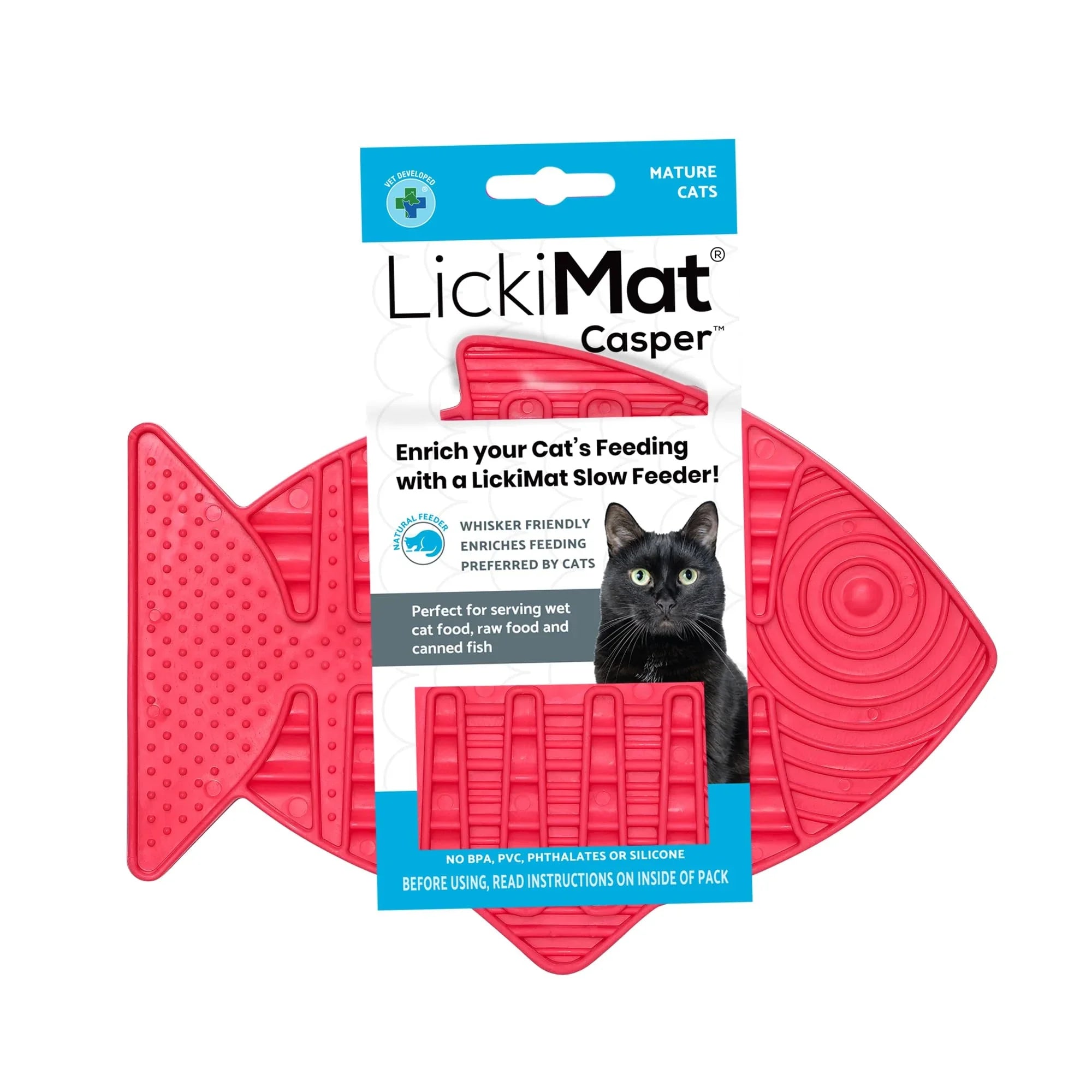 猫用品 リッキーマット キャスパー ピンク オーストラリア獣医師監修 独自凹凸デザイン 舌刺激 舐める習慣促進 口腔衛生 改善 ひげストレス 軽減 食事スピードコントロール 早食い防止 消化不良対策 肥満予防 安全TPR熱可塑性ゴム製