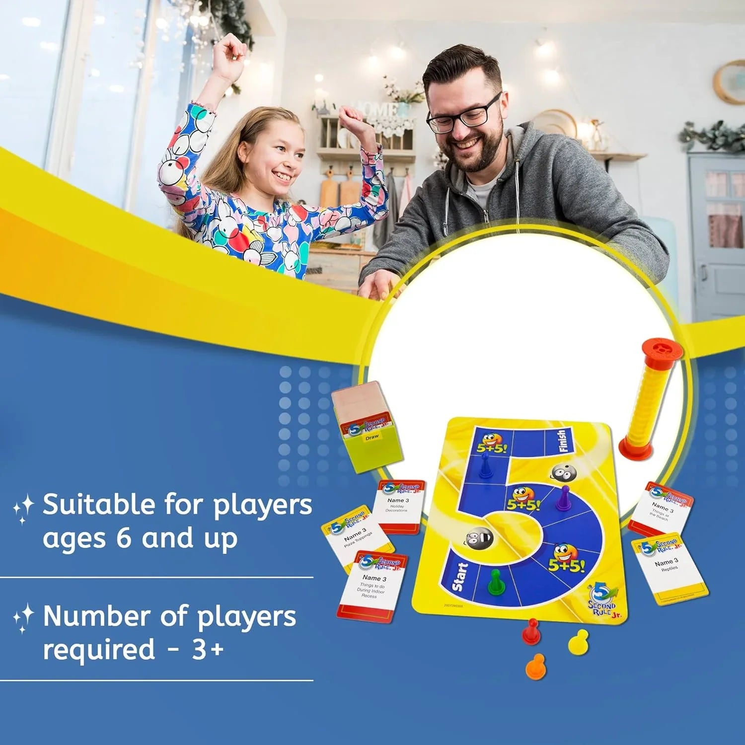 テーブルゲーム 5 Second Rule Jr. ファミリーゲーム プレイ人数3人から6人対象 瞬発力と思考力を鍛える パーティーゲームブランド 6歳以上対応 タイムリミット5秒即答ゲーム カード200枚 質問400個 英語版 日本語説明書なし