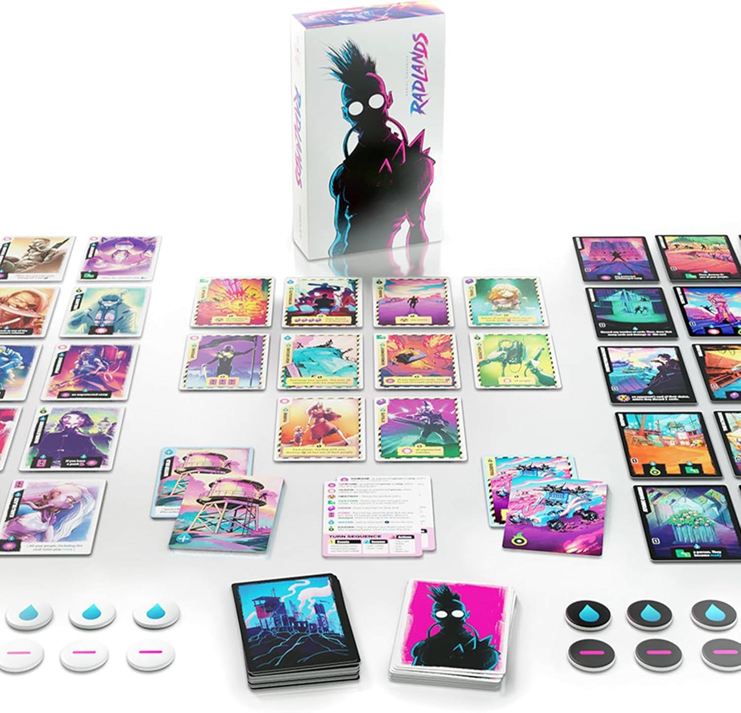 カードゲーム ラドランズ Radlands Roxley Games 終末世界 文明崩壊 2人用 対戦型 水リソース 戦略 ストラテジー キャンプ 防衛 生存者 部族 攻防 シナジー 相乗効果 Daniel Piechnick デザイナー 受賞作品 奥深い