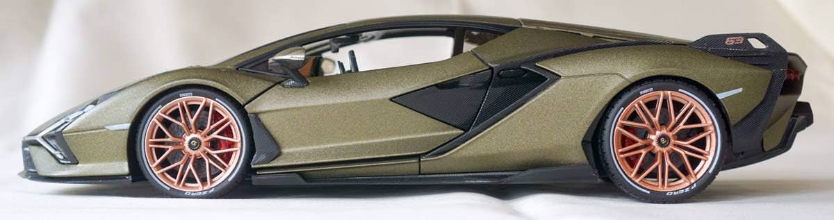 Lamborghini Sián FKP 37 1/18 scale die-cast model car. Exquisite detail and futuristic design. 819 horsepower. Limited production of only 63 units. The ultimate hybrid hypercar.
