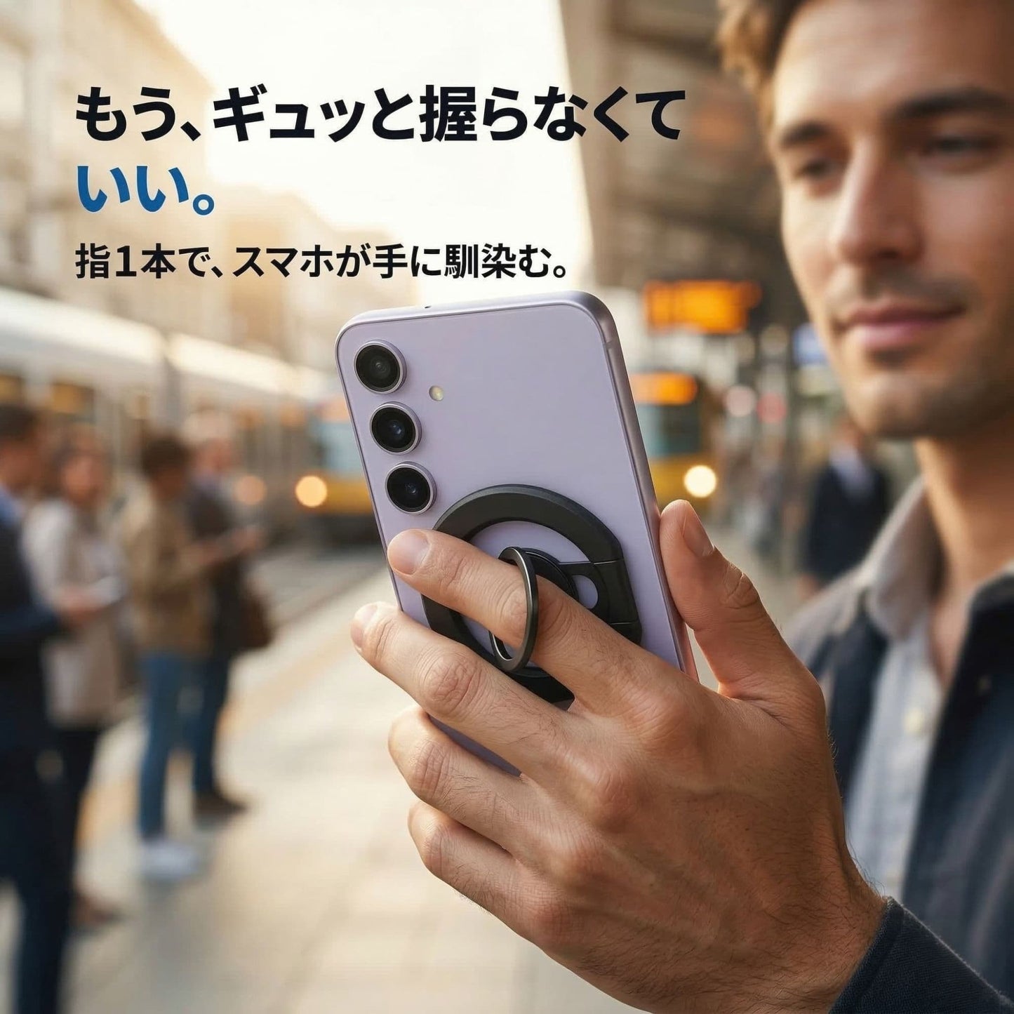 Nice Lab. MagSafe対応 スマホリング | iPhone・Android全機種対応 極薄5mm 縦置きスタンド N52磁石 耐荷重2kg超