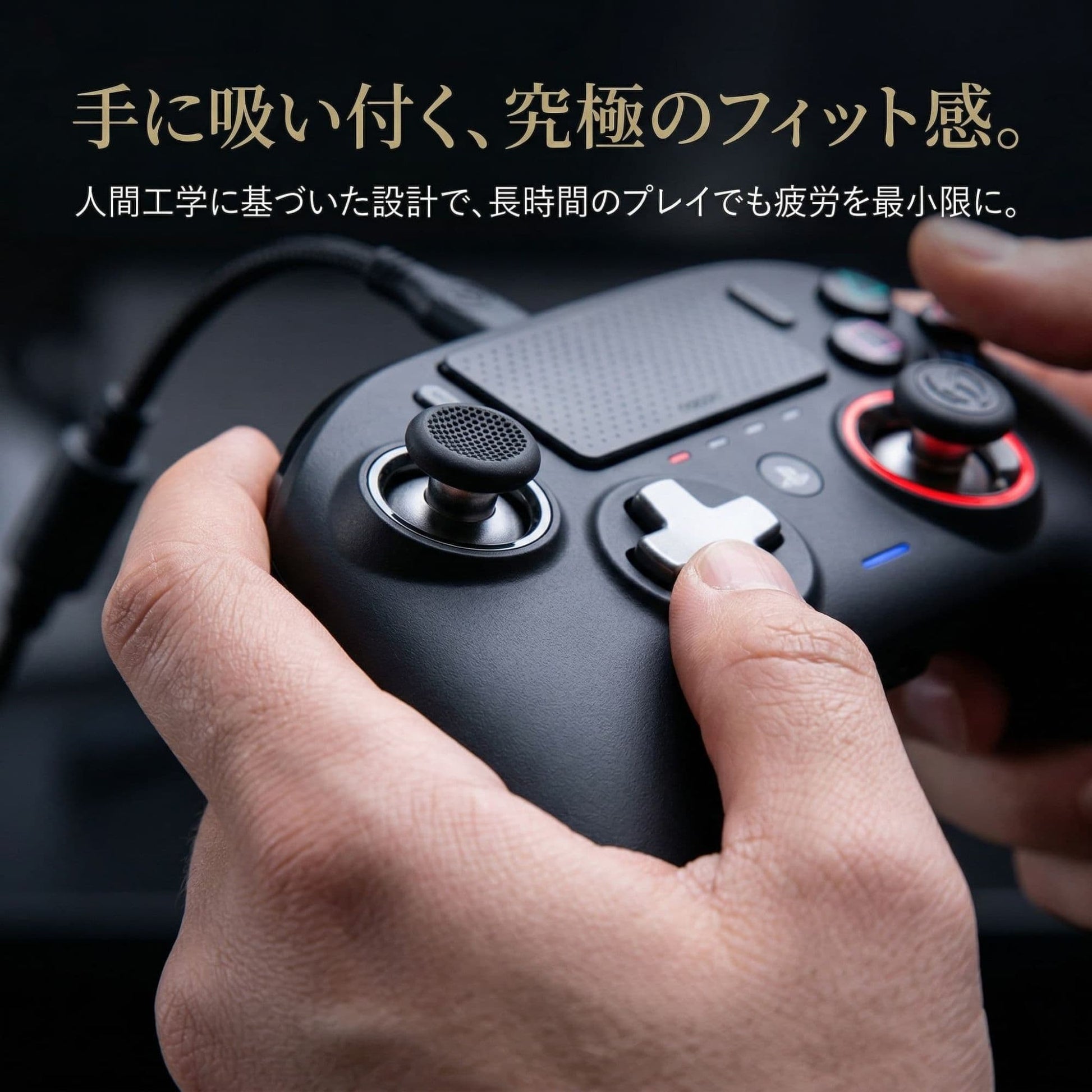 Nacon Revolution Pro 3 右スティック周辺RGBバックライト点灯例とモード切替表示