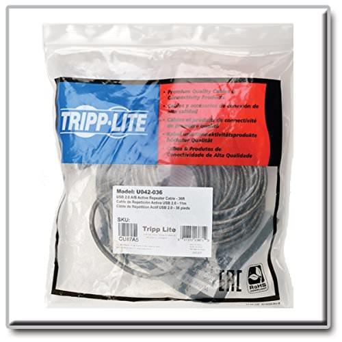 USBケーブル Tripp Lite U042-036 アクティブリピーターケーブル USB 2.0 A/B 36フィート 長距離接続 信号品質維持 プラグアンドプレイ 多OS対応 プリンター スキャナー 防犯カメラ 会議室 教室 オフィス - Trade Center