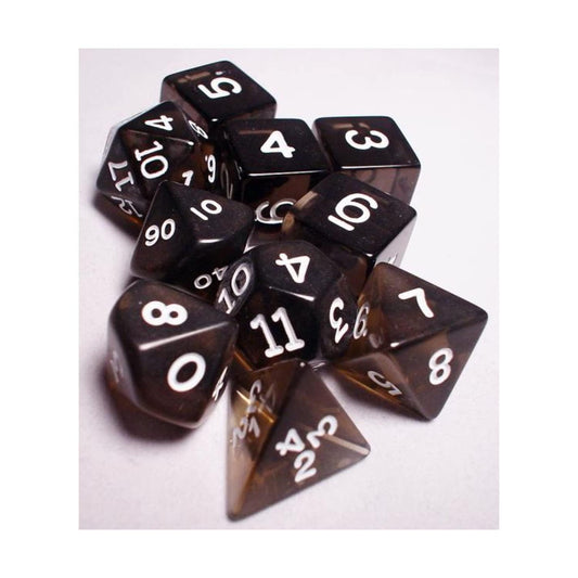 テーブルトークRPG ダイスセット 10個 透明スモークグレー RPG Dice Set Transparent Smoke with White Numbers 10pc 高品質 耐久性 専用収納チューブ テーブルトークRPG 輸入英語版 日本語説明書なし - Trade Center