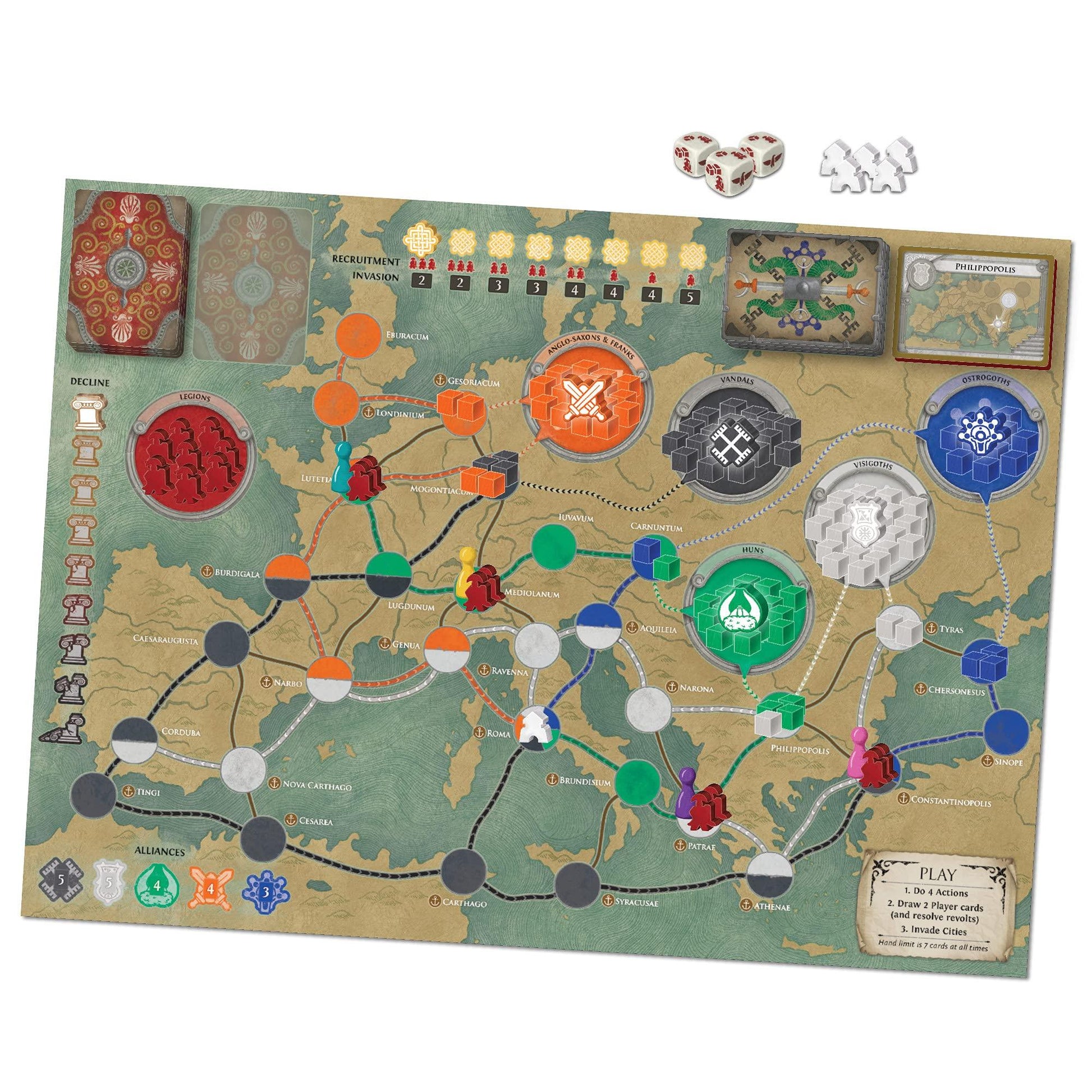 ボードゲーム Pandemic: Fall of Rome 古代ローマ帝国を守る協力型ボードゲーム ZMAN Games 1-5人用 多彩な戦略オプション 蛮族との同盟構築 特殊能力役割 ソロプレイ対応 45-60分 8歳以上 歴史的背景 輸入英語版 日本語説明書なし - Trade Center