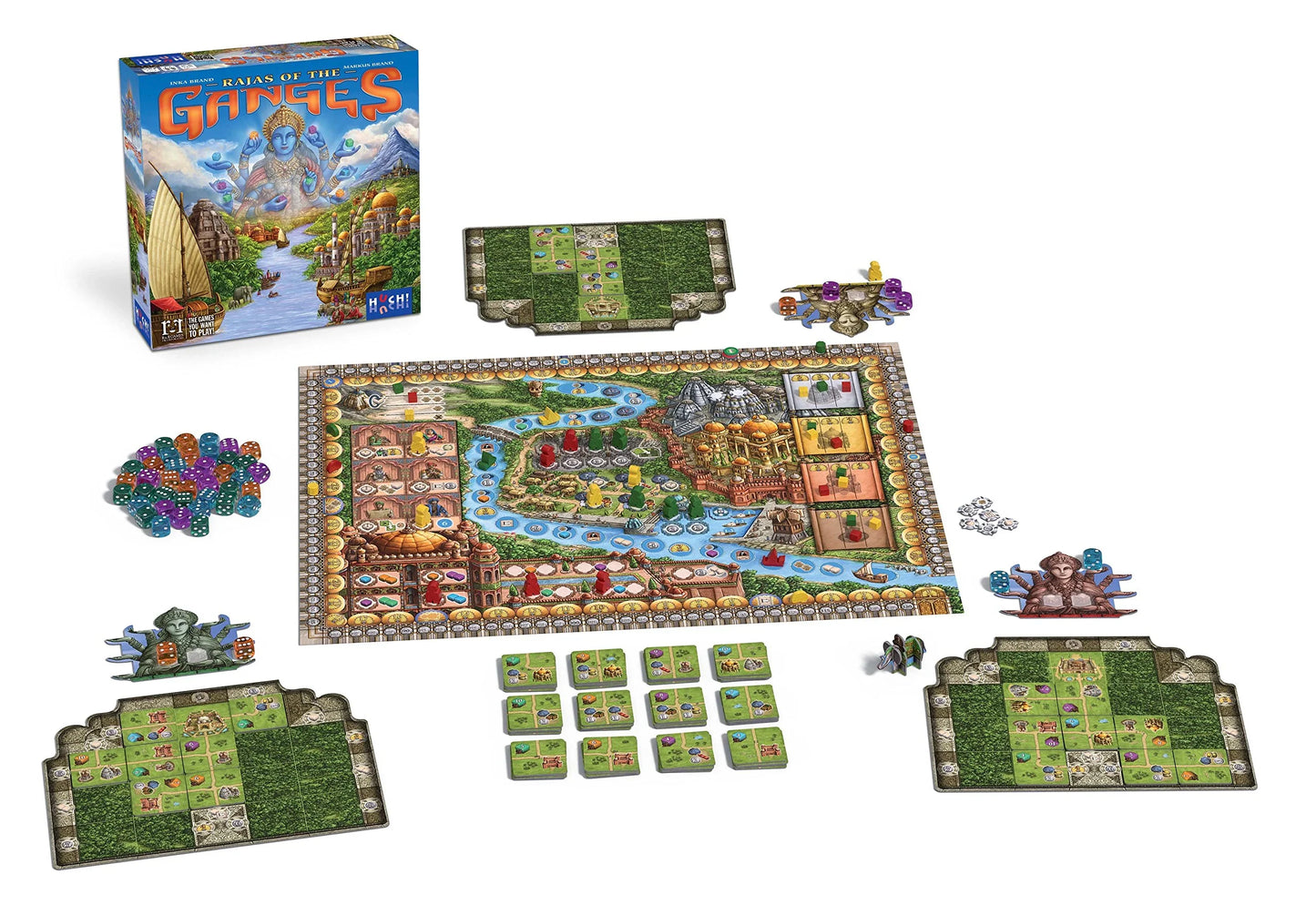 ボードゲーム Rajas of the Ganges ガンジスの王族たち インカ ブランド マルクス ブランド 戦略的ワーカープレイスメントゲーム 豪華コンポーネントとダイスシステムによるインド16世紀 ムガル帝国の歴史文化表現 