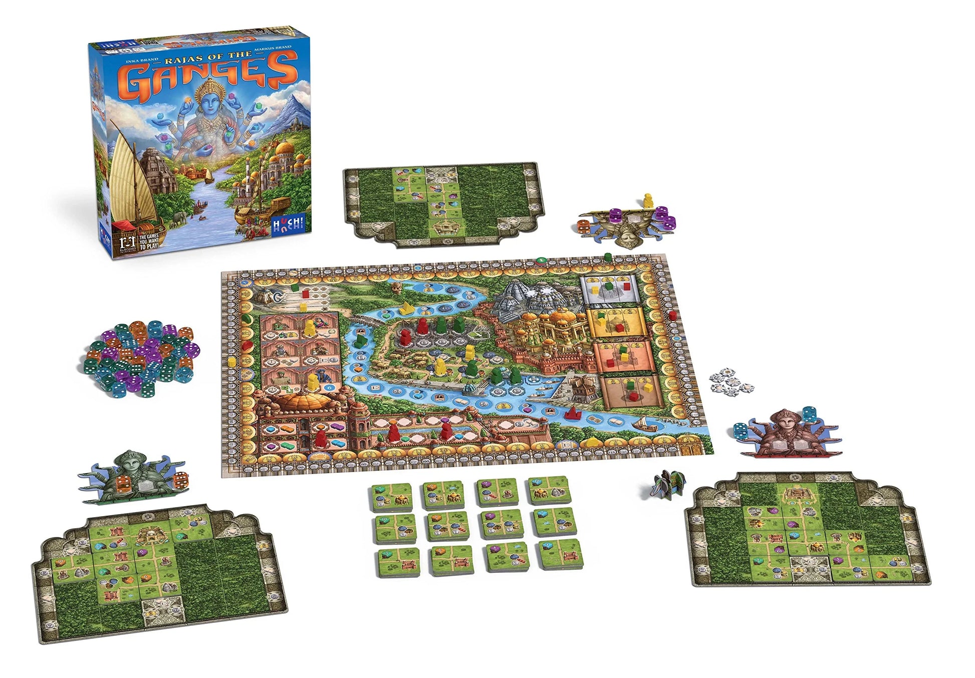 ボードゲーム Rajas of the Ganges ガンジスの王族たち インカ ブランド マルクス ブランド 戦略的ワーカープレイスメントゲーム 豪華コンポーネントとダイスシステムによるインド16世紀 ムガル帝国の歴史文化表現 