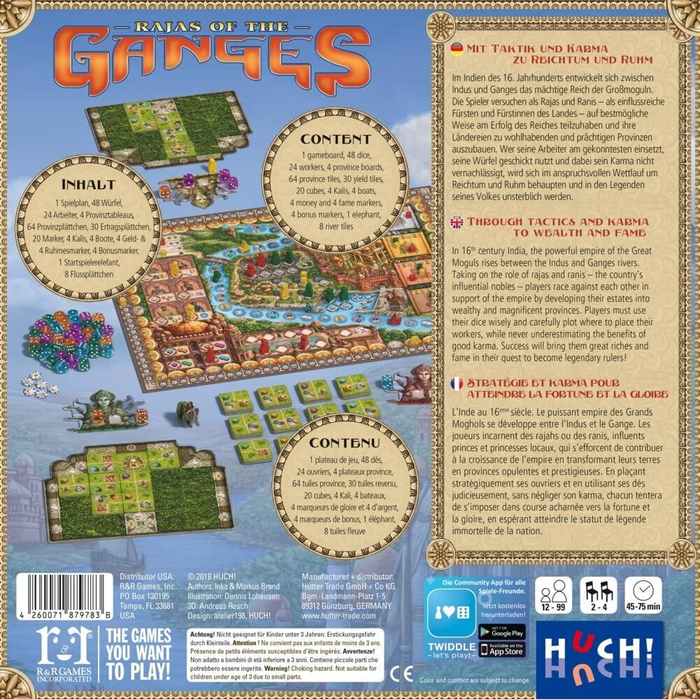 ボードゲーム Rajas of the Ganges ガンジスの王族たち インカ ブランド マルクス ブランド 戦略的ワーカープレイスメントゲーム 豪華コンポーネントとダイスシステムによるインド16世紀 ムガル帝国の歴史文化表現 