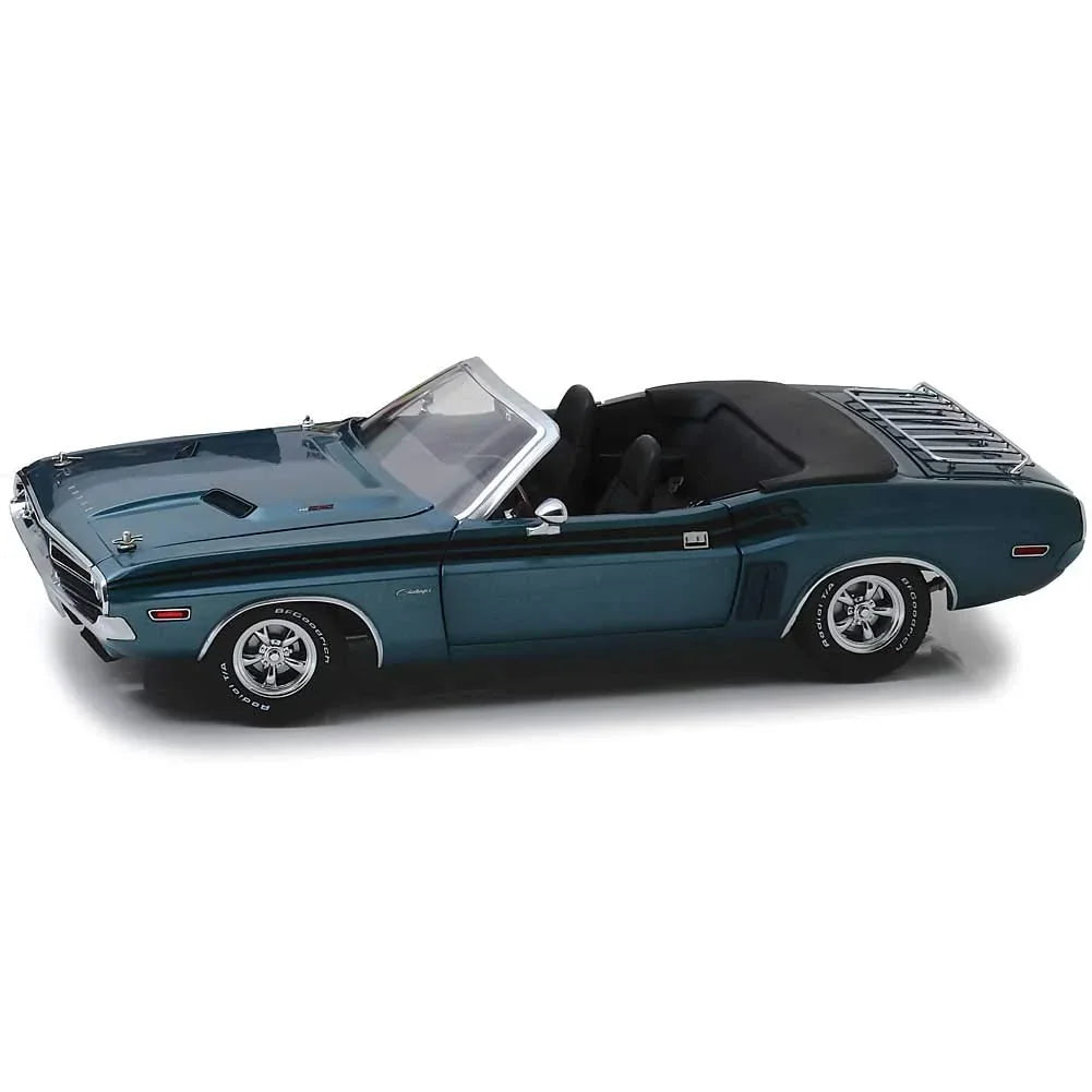 車模型 ダッジ チャレンジャー コンバーチブル 1/18スケール ダイキャスト ミニカー ブルー ボディカラー アメリカ代表 マッスルカー R/T 426立方インチ HEMIエンジン 425馬力 V8 サウンド オープンエア ソフトトップ 精密再現 クラシック スポーツ