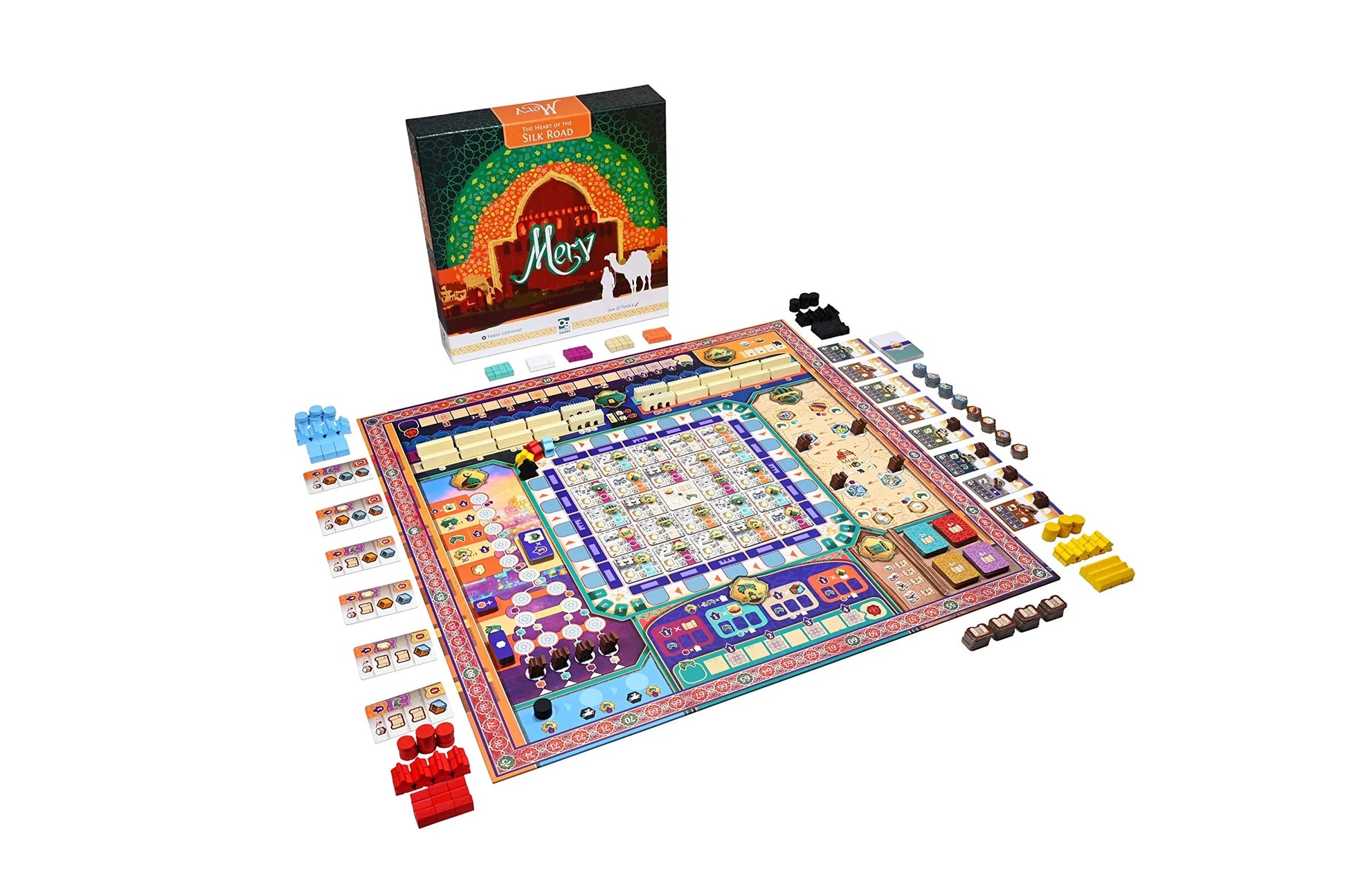 ボードゲーム Merv The Heart of Silk Road メルヴ ボードゲーム ブランド Fabio Lopiano デザイン 12世紀 シルクロード 中心地 経済戦略 壮大な資源管理 戦略的プレイ 城壁建築 モンゴル侵略 防御 多人数対応 ソロプレイ 