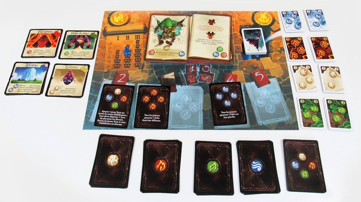 カードゲーム The Big Book of Madness アークライト協力型戦略要素呪文元素モンスター対戦魔法使い見習い 戦略的協力プレイ狂気管理デッキ構築ファンタジーテーマ緊張感高プレイ人数2-5人60-90分