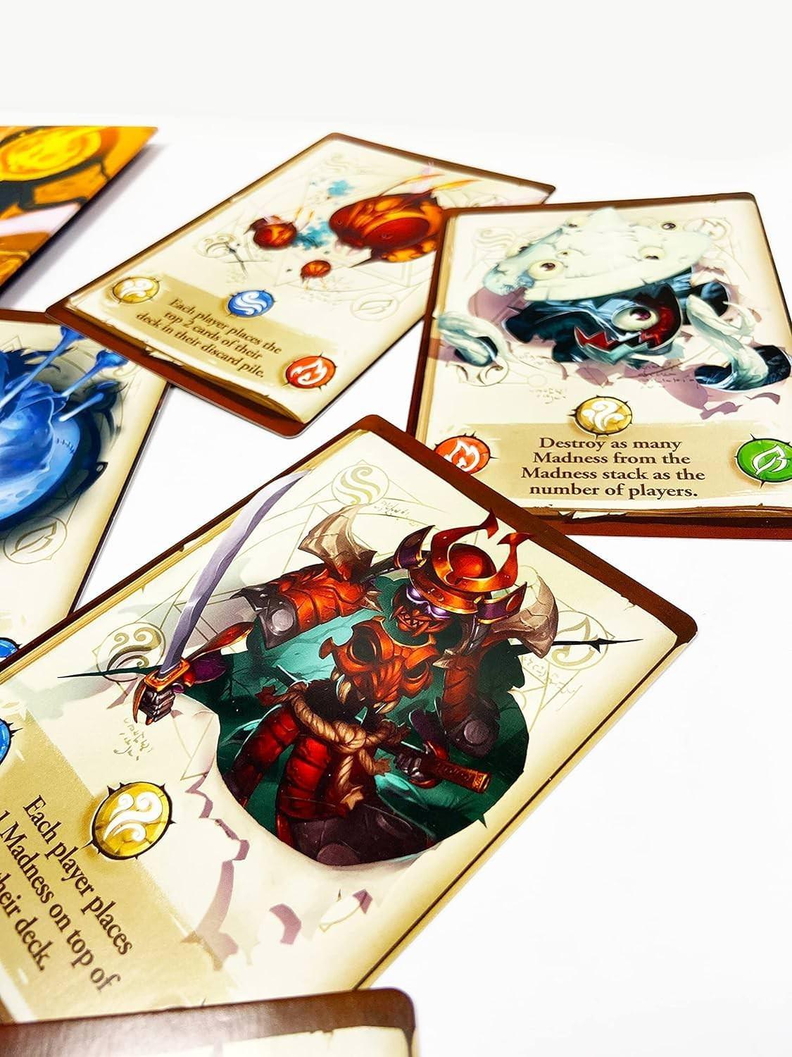 カードゲーム The Big Book of Madness アークライト協力型戦略要素呪文元素モンスター対戦魔法使い見習い 戦略的協力プレイ狂気管理デッキ構築ファンタジーテーマ緊張感高プレイ人数2-5人60-90分