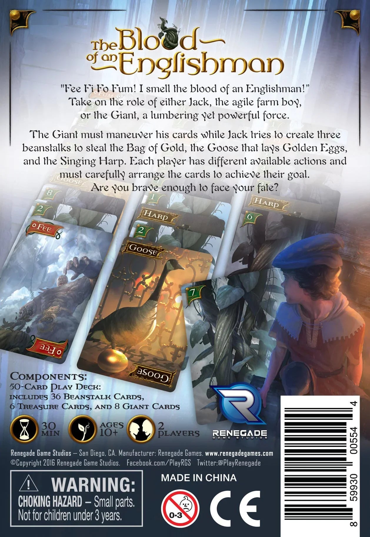 ボードゲーム The Blood of An Englishman Renegade Original 2人用 非対称型 戦略カードゲーム ジャックと豆の木 伝説の物語 美しいアートワーク 戦略性あふれる対決 短時間プレイ 童話テーマ 2人専用 プレイ人数10歳以上 