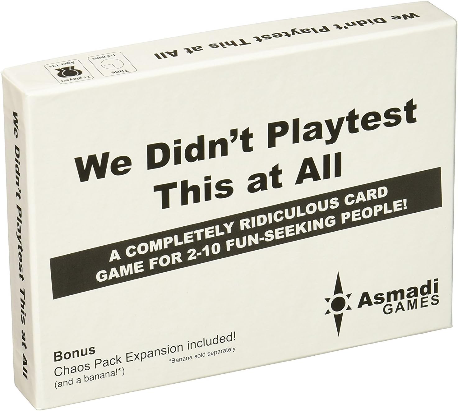 カードゲーム We Didn't Playtest This at All Asmadi Games 予測不可能 理不尽 笑い 混沌 勝利条件 短時間 パーティーゲーム 友人 家族 機転 運 白紙カード オリジナルカード作成 拡張カードセット 混沌パック ミニゲーム ドラゴン カード効果