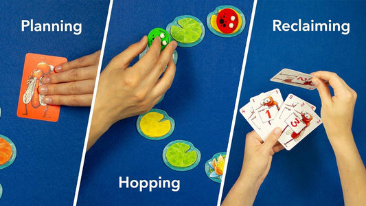 ボードゲーム King Frog 王様ガエル BrainGames 空間的思考力向上 戦略性 ペナルティ付きスイレン飛び跳ね 木製カエル駒4個 王冠1個 ゲームカード20枚 タイル15枚 コンパクトサイズ 軽量設計 持ち運び簡単 教育的要素 搭載 