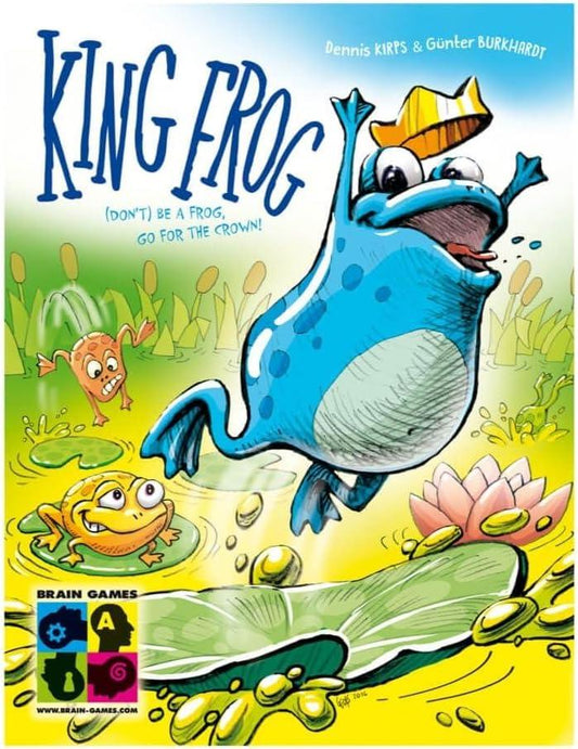 ボードゲーム King Frog 王様ガエル BrainGames 空間的思考力向上 戦略性 ペナルティ付きスイレン飛び跳ね 木製カエル駒4個 王冠1個 ゲームカード20枚 タイル15枚 コンパクトサイズ 軽量設計 持ち運び簡単 教育的要素 搭載 