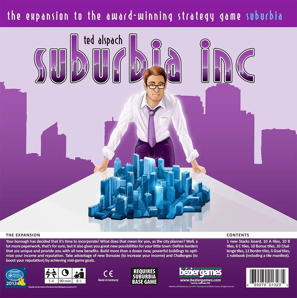 ボードゲーム Suburbia Inc 拡張セット Suburbia 街づくり 都市開発 戦略的配置 新建築物 タイル配置 カードドラフト セットコレクション モジュラーボード 境界タイル ボーナスチャレンジシステム 20種類以上新タイル 