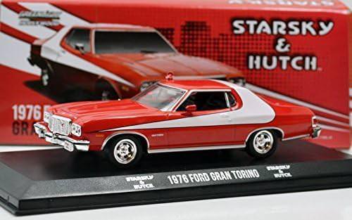 ミニカー ダイキャストモデル 1976年式フォード グラントリノ 1/43スケール グリーンライト アメリカンポリスドラマスタスキー＆ハッチ 真っ赤なボディ 白いストライプ 精密再現 V8エンジン パワフル321