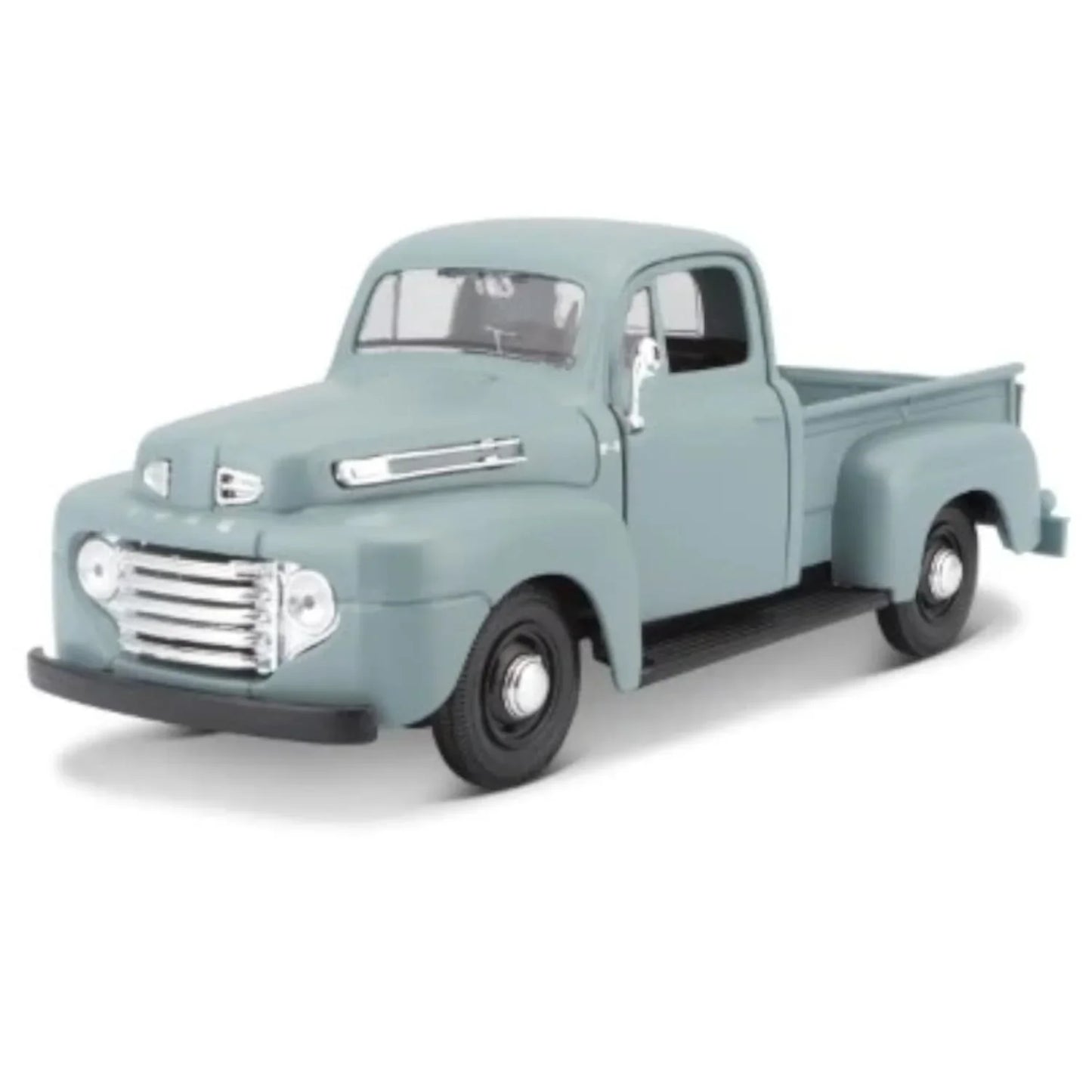ミニカー フォードF-1 1948年モデル 1/25スケール アメリカ代表ピックアップトラック クラシックカー コレクション プレゼント用 グレーボディ 入念再現 丸型ヘッドライト 精密インテリア フラットヘッドV8エンジン 耐久性設計 労働者の相棒