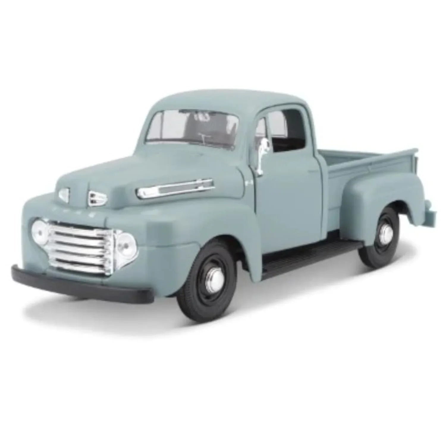 ミニカー フォードF-1 1948年モデル 1/25スケール アメリカ代表ピックアップトラック クラシックカー コレクション プレゼント用 グレーボディ 入念再現 丸型ヘッドライト 精密インテリア フラットヘッドV8エンジン 耐久性設計 労働者の相棒