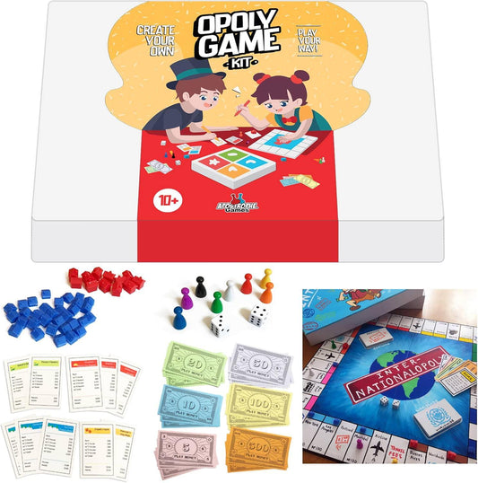 ボードゲーム Opolyボードゲーム DIYゲームキット Apostrophe Games 創造性無限カスタマイズ可能 オリジナルデザイン 日本語自由編集 家族友人集う特別時間 プレイマネー 空白プロパティカード スペシャルカード 