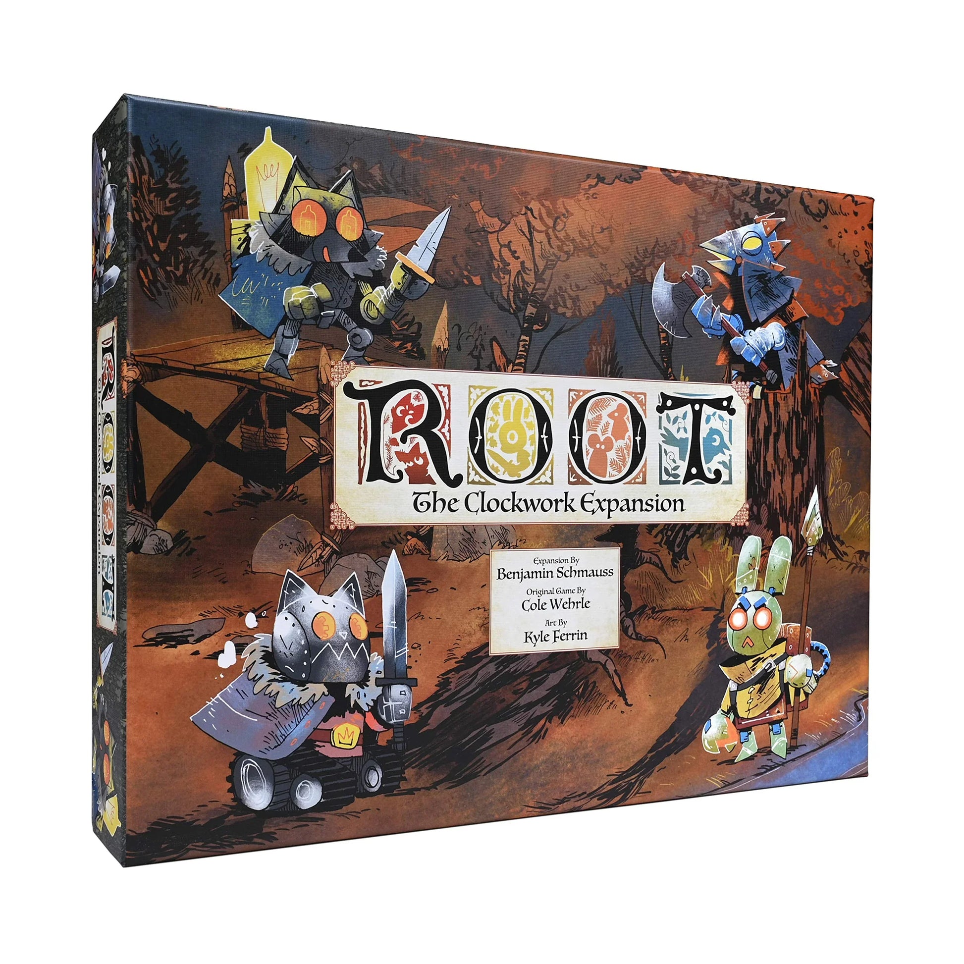 ボードゲーム Root The Clockwork Expansion Root ブランド Clockwork派閥 多彩な難易度設定 非対称デザイン 自動派閥対戦 AI搭載 ソロプレイ少人数対応 森の覇権争い 独自能力特性カード多数搭載 森林地帯舞台 