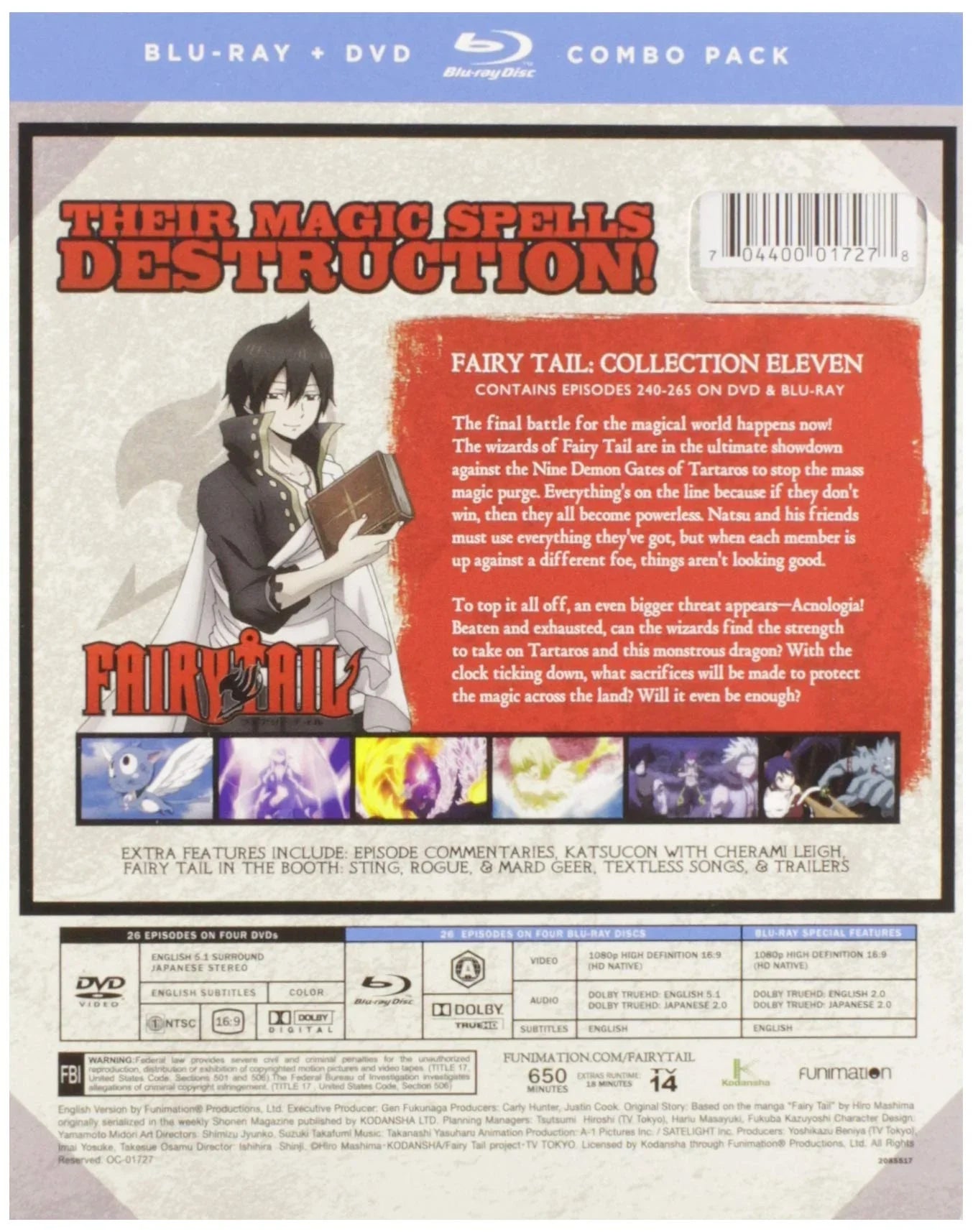 Blu-ray DVD アニメ FAIRY TAIL Collection Eleven フェアリーテイル 魔法ファンタジー 魔導士ギルド冒険 クライマックス物語 ドラゴン炎主人公ナツ 激動ストーリー収録 第240話から第265話 16対9ワイドスクリーン  DVD