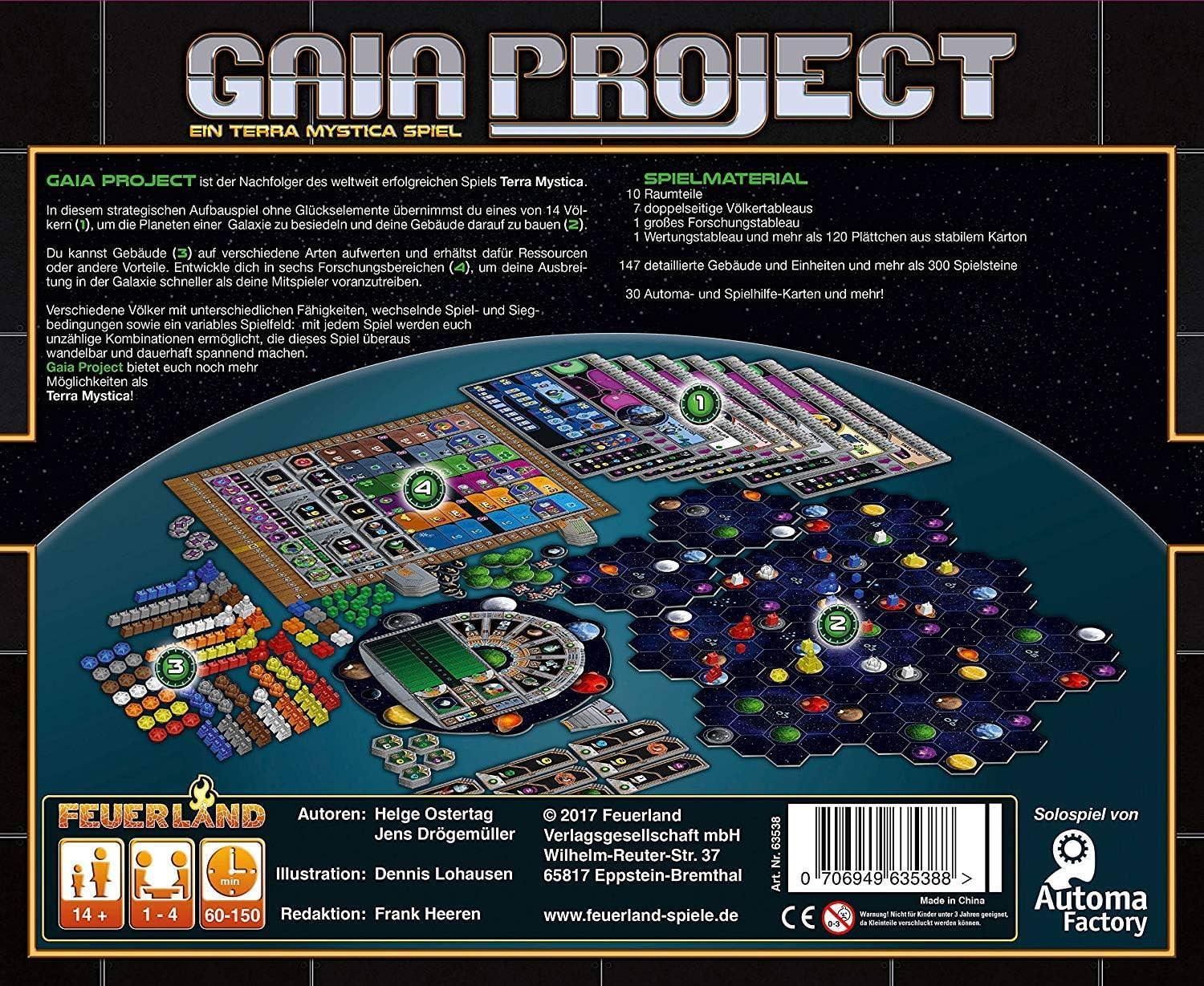 ボードゲーム ガイアプロジェクト Feuerland Spiele 戦略ボードゲーム 銀河征服 宇宙開拓 14種族 テクノロジー研究 可変ゲームボード エリアコントロール ワーカープレイスメント 手札管理 ドイツ語版 長時間プレイ ドイツ語版 