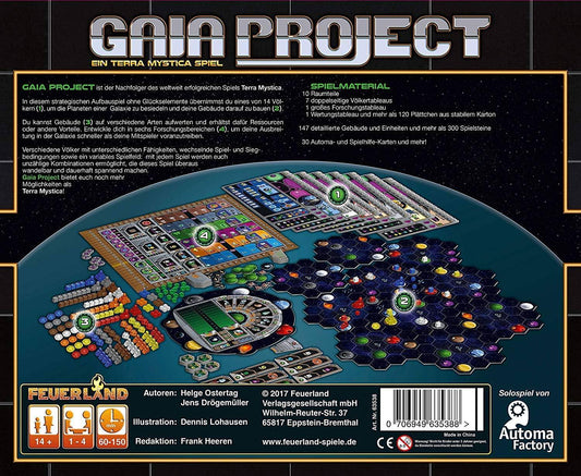 ボードゲーム ガイアプロジェクト Feuerland Spiele 戦略ボードゲーム 銀河征服 宇宙開拓 14種族 テクノロジー研究 可変ゲームボード エリアコントロール ワーカープレイスメント 手札管理 ドイツ語版 長時間プレイ ドイツ語版 