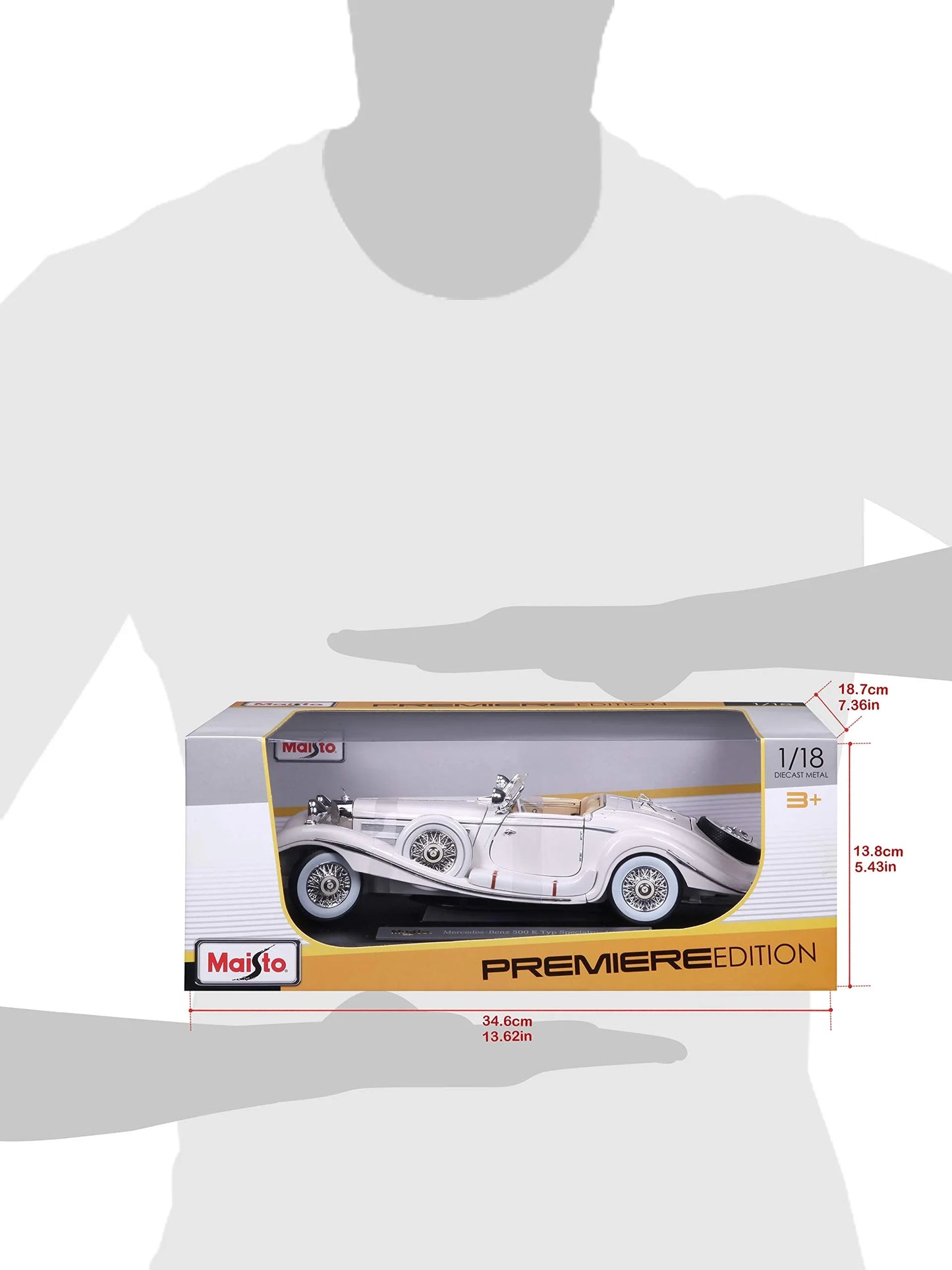 アウトレット品 ミニカー メルセデス・ベンツ 1936年式500K ダイキャストスケールモデル コレクターズエディション 名車クラシックカー 1/18ボディライン精巧再現 重厚感漂うヘッドライトグリルバンパーディテール