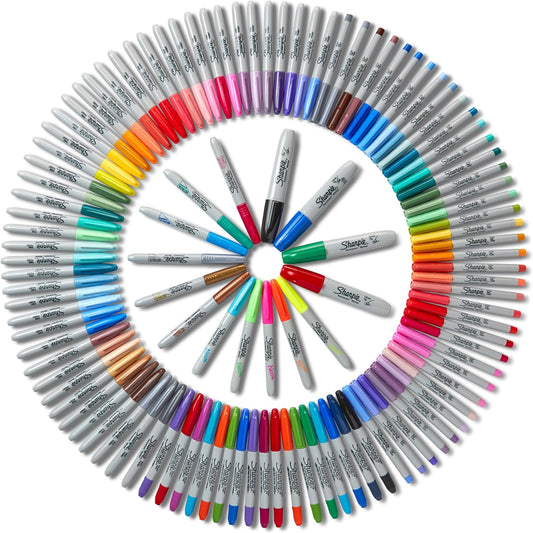 Sharpie Ultimate Collection Permanent Markers, 115-Piece Set, Fine Point and Ultra Fine Point, Two Nib Types, Wide Variety of Colors, Fast-Drying Permanent Ink, Compatible with Paper, Plastic, and Metal, Parallel Import