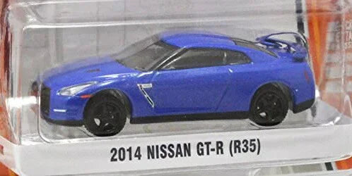 ミニカー 日産GT-R 2014年モデル 1/64スケール ダイキャスト 精巧再現 グリーンライト ブランド 鮮やかブルー ボディカラー 迫力美しさフロントグリル ヘッドライト 高品質モデル 日本スーパーカー VR38DETTツインターボ 4WDATTESAE-TS搭載