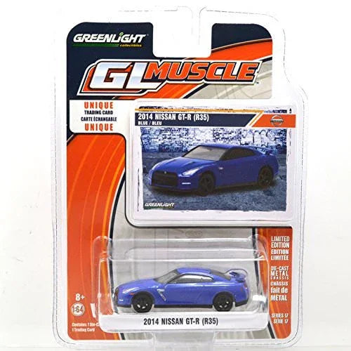 ミニカー 日産GT-R 2014年モデル 1/64スケール ダイキャスト 精巧再現 グリーンライト ブランド 鮮やかブルー ボディカラー 迫力美しさフロントグリル ヘッドライト 高品質モデル 日本スーパーカー VR38DETTツインターボ 4WDATTESAE-TS搭載