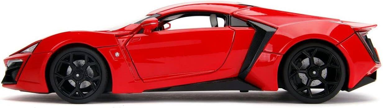 ミニカー ライカン ハイパースポーツ ワイルドスピード SKY MISSION 1/18スケール 赤ボディ 精巧再現 エクステリア 高品質 迫力フォルム コレクション インテリア ヘッドライト テールランプ ホイール 細部作り込み 高性能 エンジン 770馬力