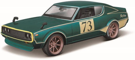 ミニカー Skyline 2000GT R KPGC110 73 1973年 グリーンメタリック ゴールドストライプ 東京モッズシリーズ Maisto 絶版クラシック 驚異のディテール 精巧再現 時代背景反映 伝説的名車 日産スカイライン ケンメリ ファン必見 詳細設計
