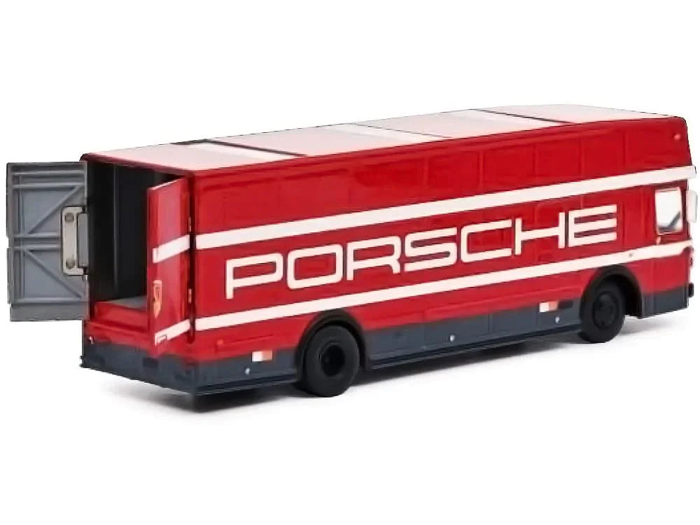 ミニカー Schuco メルセデスベンツ O317 ポルシェトランスポーター 1968 1/64 スケール 流線型フロントデザイン レーシングカラーボディ 大型リアカーゴスペース 黄金期モータースポーツ象徴的名車 高精細再現 コレクション向け 希少価値高い