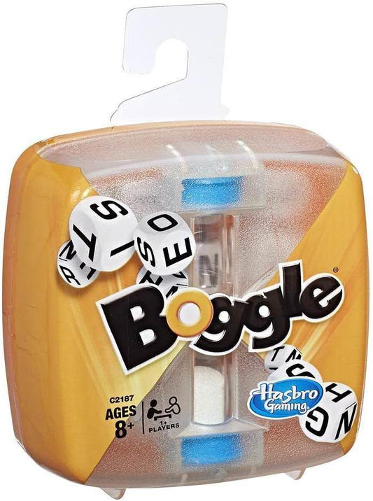 ボードゲーム BOGGLE ボグル Hasbro クラシックゲーム 90秒タイマー付き 単語探し対戦型 語彙力瞬発力認知機能向上 コンパクト持ち運び便利 家族友人パーティー適応 年齢層広い頭脳トレーニング用 語学学習教材兼用 