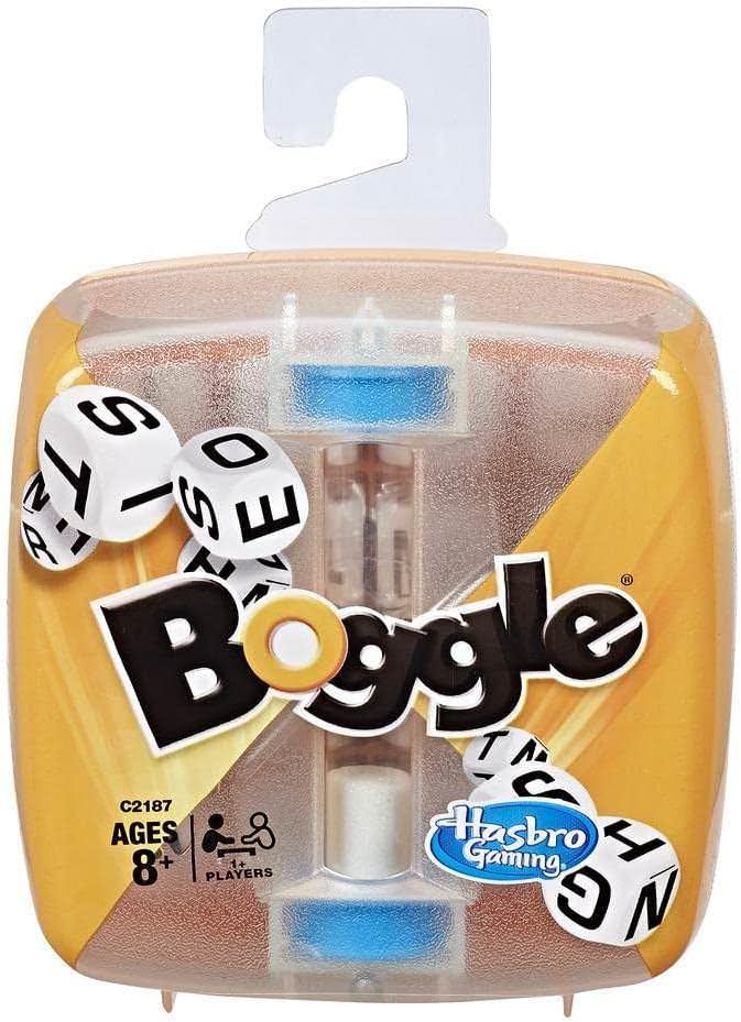 ボードゲーム BOGGLE ボグル Hasbro クラシックゲーム 90秒タイマー付き 単語探し対戦型 語彙力瞬発力認知機能向上 コンパクト持ち運び便利 家族友人パーティー適応 年齢層広い頭脳トレーニング用 語学学習教材兼用 